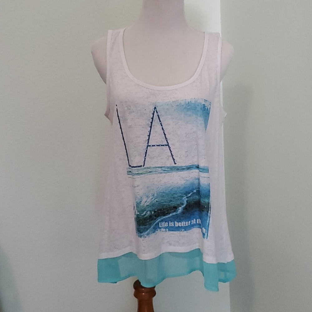 STYLE & Co Burn out Graphic Tee sz L